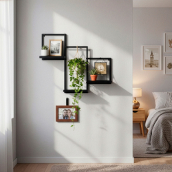 Nástenná polica sada 3 ks SPRINGOS HF0055 čierna