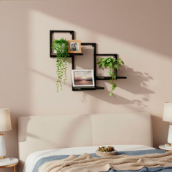 Nástenná polica sada 3 ks SPRINGOS HF0055 čierna