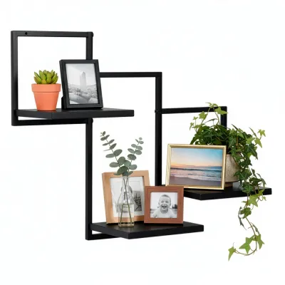 Nástenná polica sada 3 ks SPRINGOS HF0055 čierna