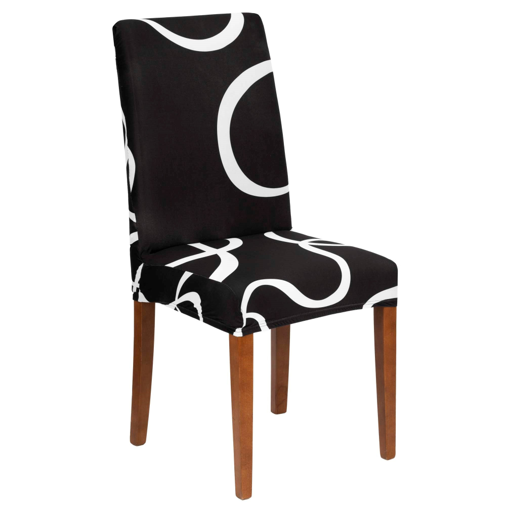 Poťah na stoličku elastický, čierno-biely SPRINGOS SPANDEX HA0216