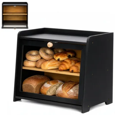 Drevený chlebník SPRINGOS KI0160 čierny