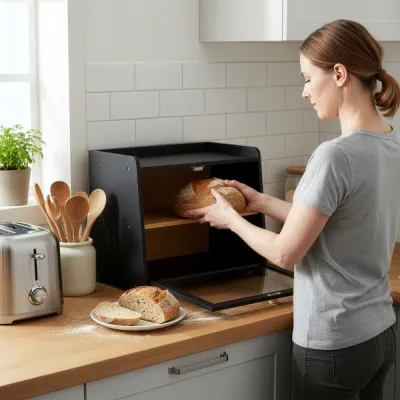 Drevený chlebník SPRINGOS KI0160 čierny