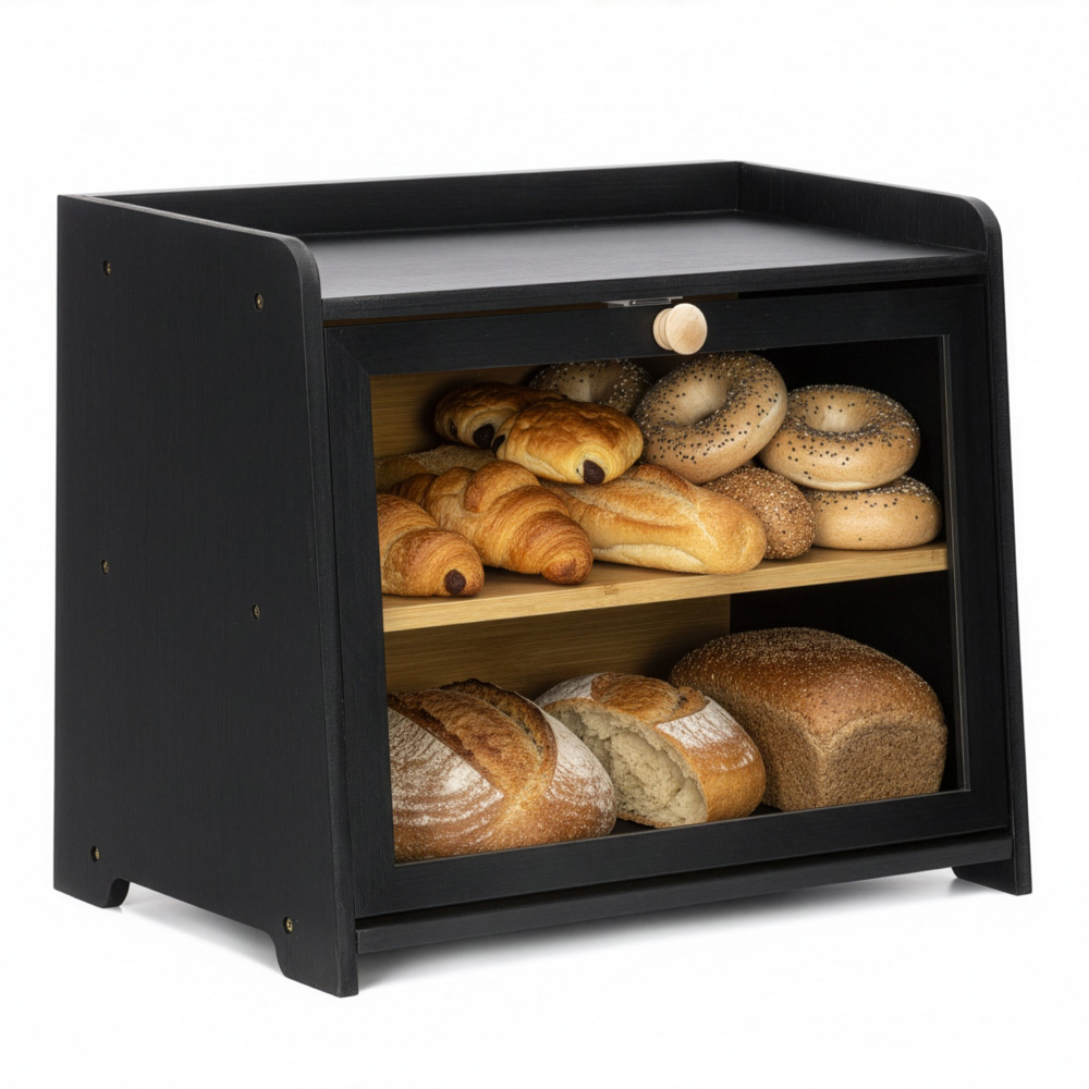 Drevený chlebník SPRINGOS KI0160 čierny