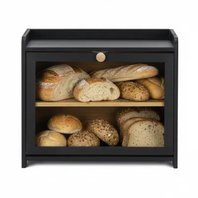 Drevený chlebník SPRINGOS KI0160 čierny