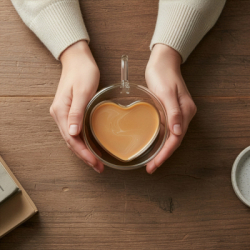 Sklenený hrnček na kávu srdca 220 ML SPRINGOS HA7575