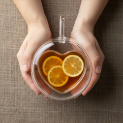 Sklenený hrnček na kávu srdca 220 ML SPRINGOS HA7575