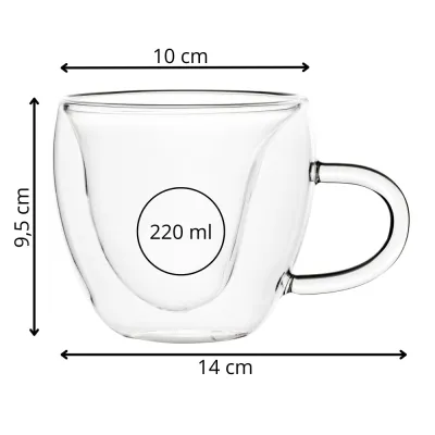 Sklenený hrnček na kávu srdca 220 ML SPRINGOS HA7575