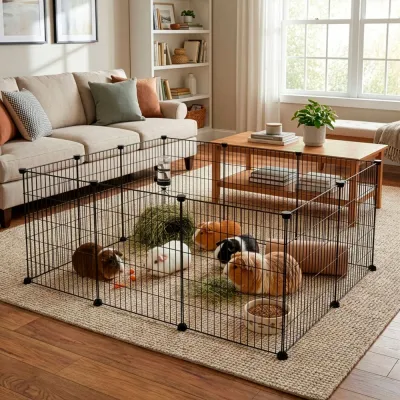 Klietka pre domáce zvieratá kovová SPRINGOS PA1086 čierna