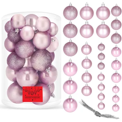 Vianočné banky ružové mix - sada 30ks