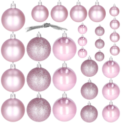 Vianočné banky ružové mix - sada 30ks