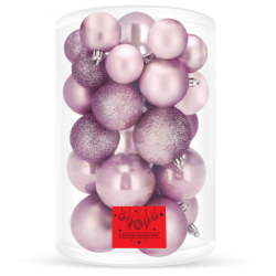 Vianočné banky ružové mix - sada 30ks