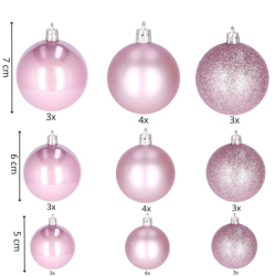 Vianočné banky ružové mix - sada 30ks