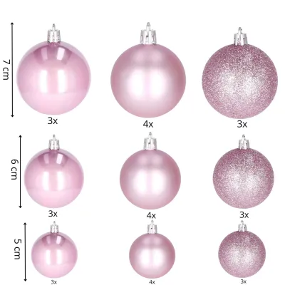 Vianočné banky ružové mix - sada 30ks