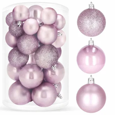 Vianočné banky ružové mix - sada 30ks