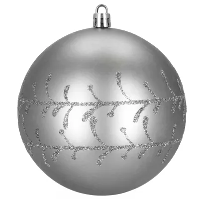 Vianočné banky strieborné mix - 9,5 cm, sada 12ks