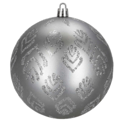 Vianočné banky strieborné mix - 9,5 cm, sada 12ks