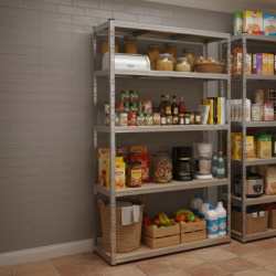 Kovový regál 205x120x45 cm 5 políc MDF SPRINGOS HA5280