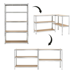 Kovový regál 205x120x45 cm 5 políc MDF SPRINGOS HA5280