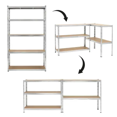 Kovový regál 205x120x45 cm 5 políc MDF SPRINGOS HA5280