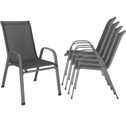 Set 4x Záhradná stolička SPRINGOS GF0118 tmavo šedé