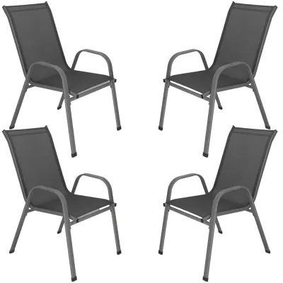 Set 4x Záhradná stolička SPRINGOS GF0118 tmavo šedé