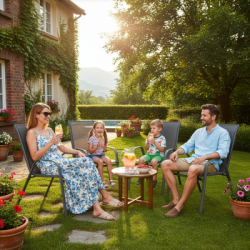 Set 4x Záhradná stolička SPRINGOS GF0118 tmavo šedé