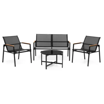 Záhradný set nábytku SPRINGOS GF0120 čierny