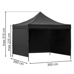 Záhradný stan 3x3 m SPRINGOS GP0004 čierny