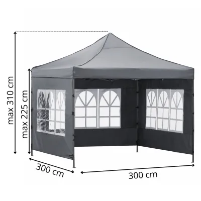 Záhradný stan 3x3 m SPRINGOS GP0005 tmavo šedý