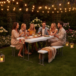 Pivný set pre 6 osôb 105x65 cm SPRINGOS GF0096 biely