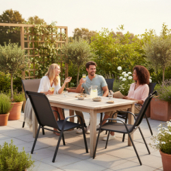 Set 4x Záhradné kreslo SPRINGOS MONZA GF0071H čierne