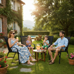 Set 4x Záhradné kreslo SPRINGOS MONZA GF0071H čierne