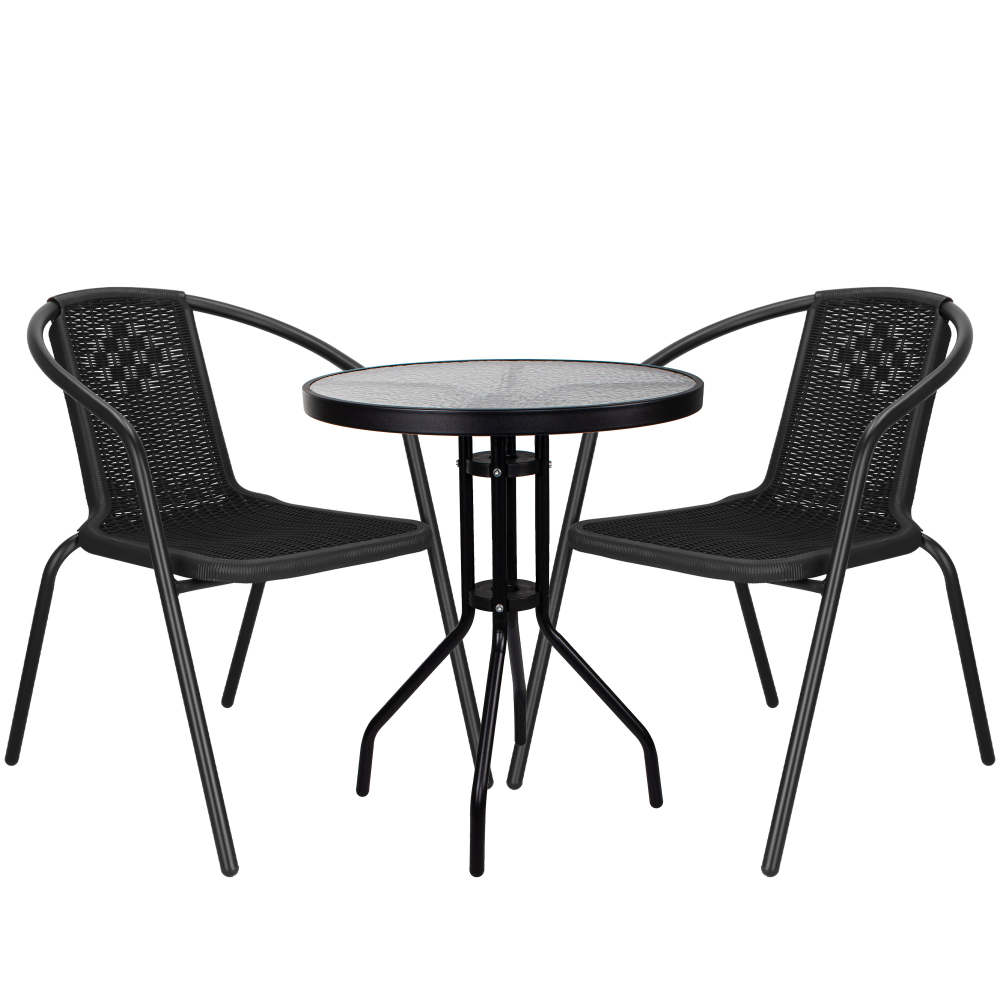 Záhradný set ratanového nábytku SPRINGOS BISTRO 2 čierny
