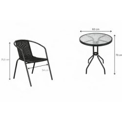 Záhradný set ratanového nábytku SPRINGOS BISTRO 2 čierny