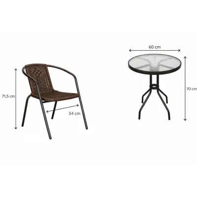 Záhradný set ratanového nábytku SPRINGOS BISTRO 2 hnedý