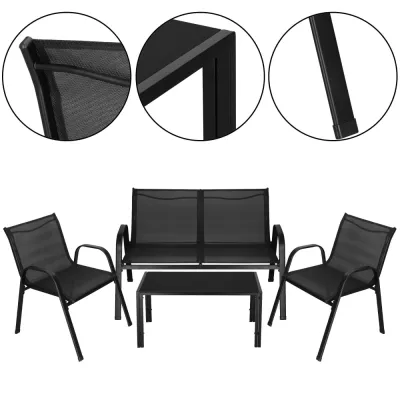 Set záhradného nábytku SPRINGOS VALENTE GF0106 čierny