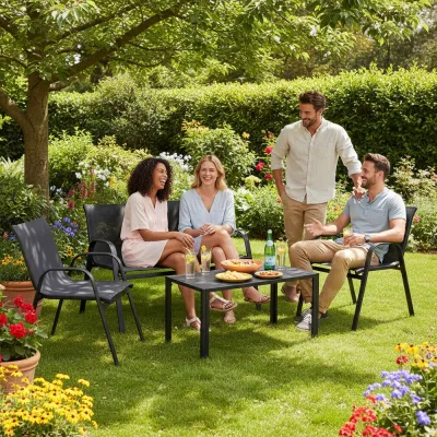 Set záhradného nábytku SPRINGOS VALENTE GF0106 čierny