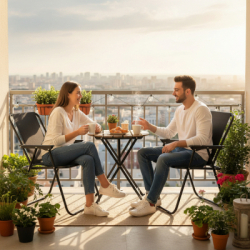 Záhradné kreslo SPRINGOS MALAGA čierne