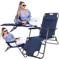 Záhradné polohovacie kreslo SPRINGOS RELAX tmavo modré