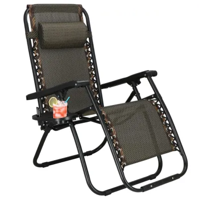 Záhradné polohovacie kreslo SPRINGOS ZERO GRAVITY hnedé