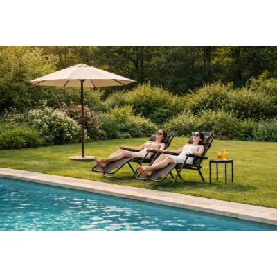 Záhradné polohovacie kreslo SPRINGOS ZERO GRAVITY hnedé