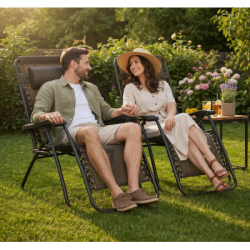 Záhradné polohovacie kreslo SPRINGOS ZERO GRAVITY hnedé