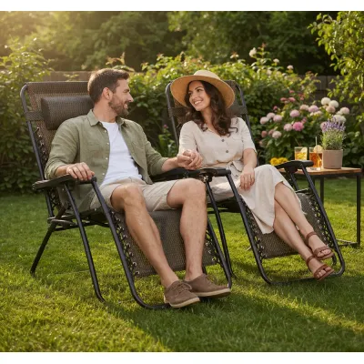 Záhradné polohovacie kreslo SPRINGOS ZERO GRAVITY hnedé