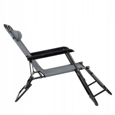 Záhradné polohovacie kreslo SPRINGOS RELAX tmavo šedé