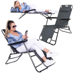 Záhradné polohovacie kreslo SPRINGOS RELAX tmavo šedé