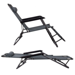 Záhradné polohovacie kreslo SPRINGOS RELAX tmavo šedé