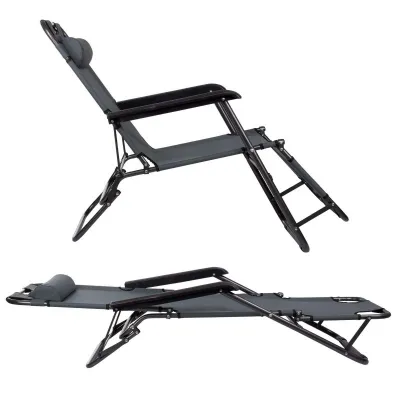 Záhradné polohovacie kreslo SPRINGOS RELAX tmavo šedé