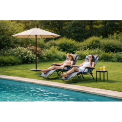 Záhradné polohovacie kreslo SPRINGOS RELAX tmavo šedé