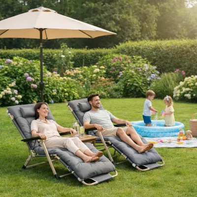 Záhradné polohovacie kreslo SPRINGOS VICTO šedé