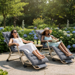 Záhradné polohovacie kreslo SPRINGOS VICTO šedé